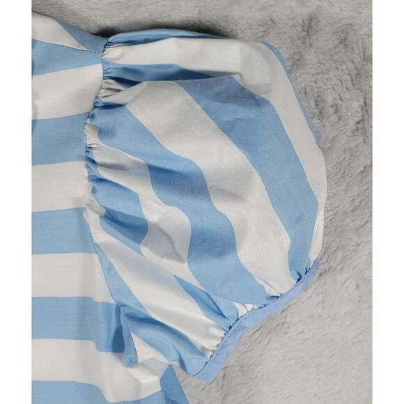 Vintage Lanz for Girls Made in USA Blue White Stripe Dress Style z655c Girls 5 - Picture 5 of 8